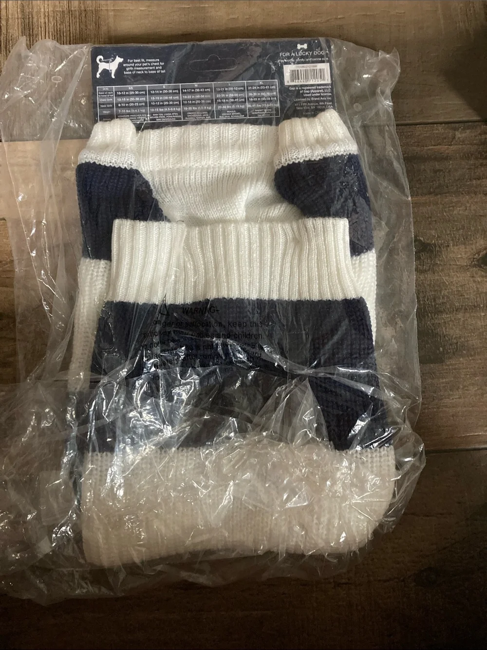 XL GAP Navy and White Striped Dog Sweater with Henley Buttons